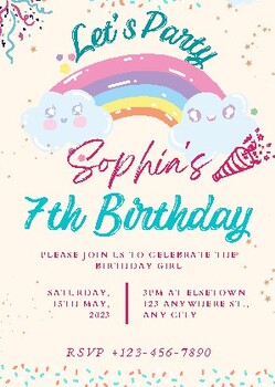 Preview of Editable Birthday Invitation Girls or Boys Printable Digital Instant Download