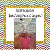 Editable Birthday Pencil Toppers