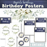 Editable Birthday Posters Magnolia Farmhouse Classroom Decor