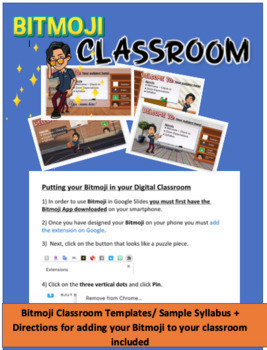 Preview of Editable Bitmoji Classroom Templates w/ Sample Syllabus for Google Slides