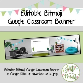 Preview of Editable Bitmoji Google Classroom Banner - Cactus/Plants Theme