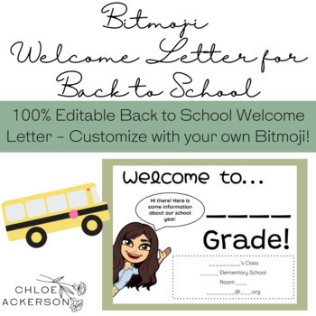 Preview of Editable Bitmoji Welcome Letter Template - Meet the Teacher - Student Handbook 