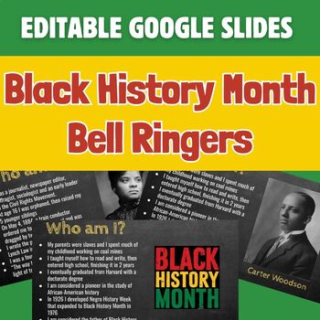 Preview of Editable Black History Month Bell Ringers | High School | Middle School