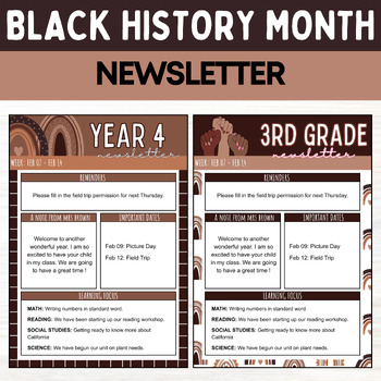 Preview of Editable Black History Month Classroom Newsletter Template