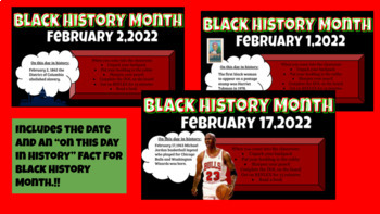 Preview of Editable Black History Slides *includes facts from each day in February* !!!