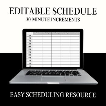 Preview of Editable Black & White ST, OT, PT Schedule (15, 20, 30-min. increments)