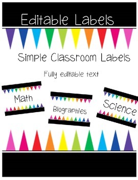 editable black and bright classroom library labels by trisha blalack