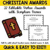 Editable Black and White Christian Virtue Awards with Scripture