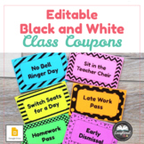 Editable Black and White Class Coupons