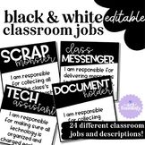 Editable Black and White Classroom Jobs