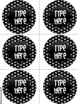 Editable Circle Labels - Black and White Polka Dots Round by Nastaran