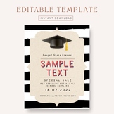 Editable Black white graduation theme flyer