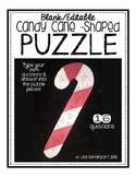 Editable Blank Candy Cane Puzzle Template