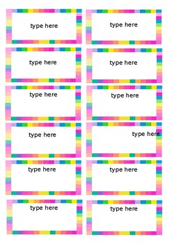 Preview of Editable Blank Flash Cards Word Version