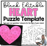 Editable Blank Heart - Valentines Day Puzzle Template