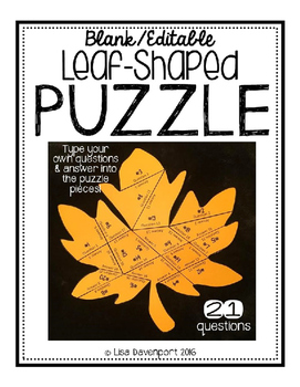 Preview of Editable Blank Leaf Shaped Puzzle Template