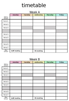 Editable Blank Timetable by Who What Wear Teach | TpT