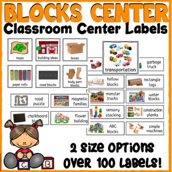 Preview of Blocks Center Labels for 3K, Pre-K, Preschool and Kindergarten