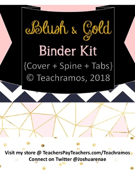 Preview of Editable Blush & Gold Binder Kit - Cover, Spine, + Tabs