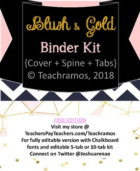 Preview of Editable Blush & Gold Binder Kit - Cover, Spine, + Tabs FREE SAMPLE