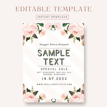 Preview of Editable Blush pink floral theme flyer