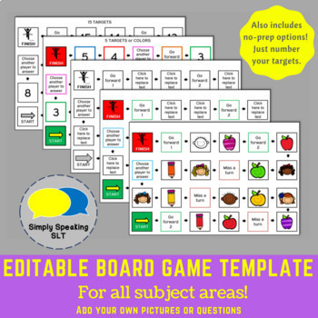 Editable Board Game Templates - For All Subject Areas - With a No Prep ...