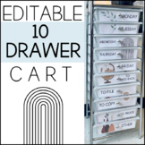 Editable Boho 10-Drawer Rolling Cart Labels - Teacher Trolly