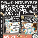 Editable Boho Bee Theme Behavior Chart and Class Jobs Bundle