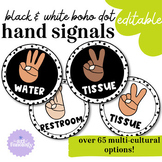 Editable Boho Black and White Dot Hand Signals
