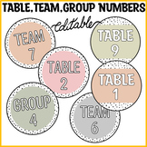 Editable Boho Neutral Spotty Table, Team and Group Labels,