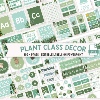 Preview of Editable Boho Plant Classroom Decor Bundle | Nature Classroom theme