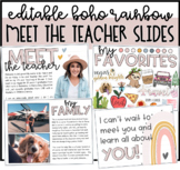 Editable Boho Rainbow Meet the Teacher Digital Slides