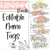 Editable Boho Rainbow Name Tags Bundle