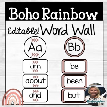 Preview of Editable Boho Rainbow Sight Word Wall