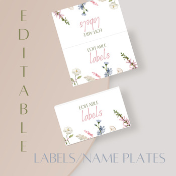 Preview of Editable Boho Wildflower Labels/Name Plates