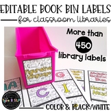 Editable Book Bin Labels, Classroom Library: Color & BW