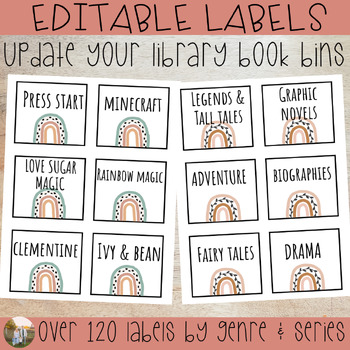 Preview of Editable Book Bin Labels for Classroom or School Library - Google Slides