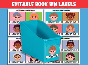 Preview of Editable Book Bin Numbers & Labels: 16 Customizable Designs for Classroom Decor