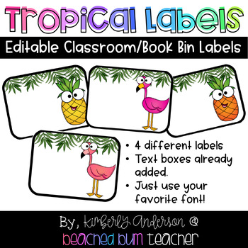 Preview of Editable Book Bin Reading Labels - PowerPoint Slides: Tropical