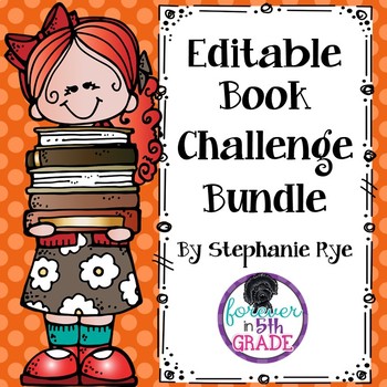 Preview of Editable 40 Book Challenge Student Reading Log & Bulletin Board Set
