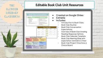 Preview of Editable Book Club Unit Resources 