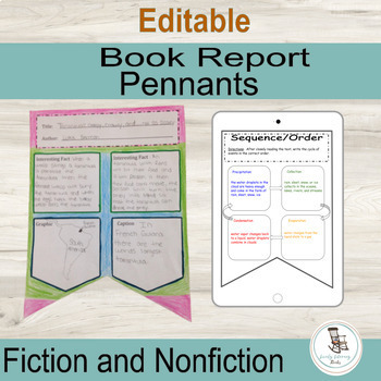 Preview of Editable Book Report Pennants, Nonfiction Book Report Pennants
