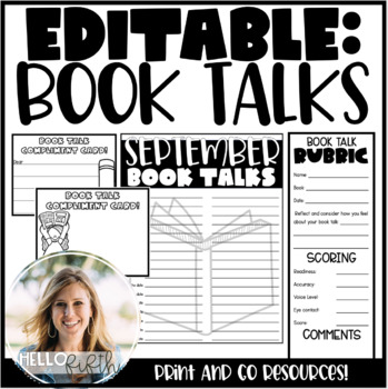 Preview of Editable Book Talks and Activities for Upper Graders