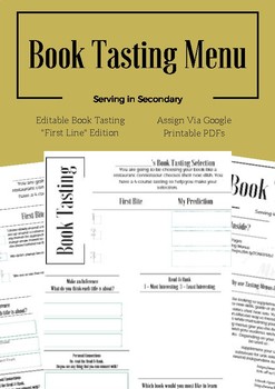 Preview of Editable Book Tasting Menu