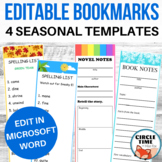 Editable Bookmark Template for Word, Four Seasons Theme, R