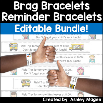 EDITABLE Reminder Bracelets | Reminder Notes for Parents by Play All Day