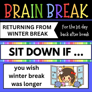 Preview of Editable Brain Break- First Day Back From Winter Break Activity- Back To School