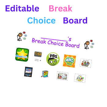 Preview of Editable Break Choice Boards