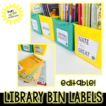 Preview of Library Labels (Editable) With book tags