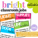 Editable Bright Classroom Jobs | Printable Class Jobs